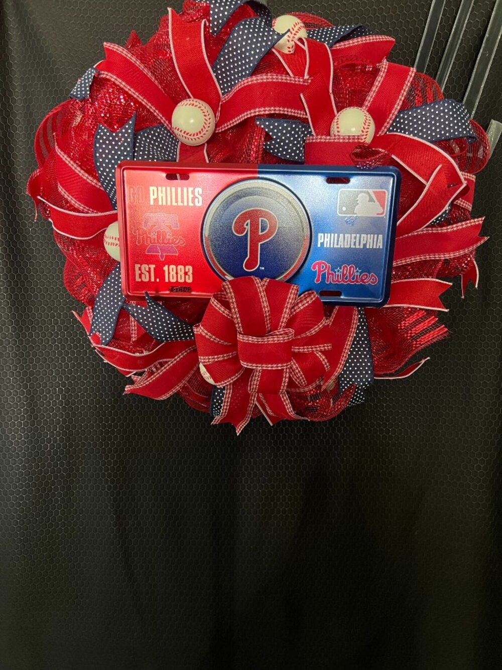 Philadelphia Phillies Deco Mesh Baseball Wreath